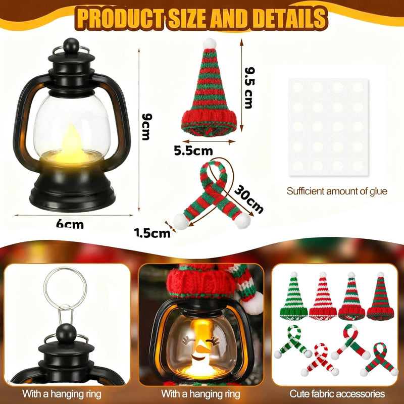 🎅Early Christmas Sale 50% OFF🎄Christmas Decoration Mini Snowman Lantern with Hats and Scarves