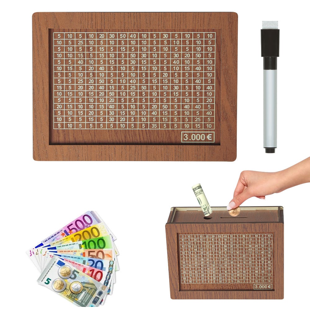 🎁 Hot Sale 70% OFF 🔥Retro Style Wooden Money Box with Counter Piggy Bank Handmade Saving Money Goal Piggy Bank