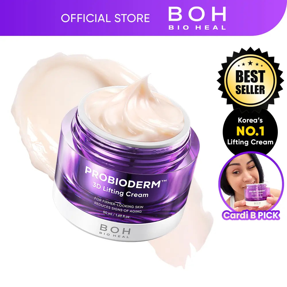 [Cardi B Pick] BIOHEAL BOH Probioderm 3D Lifting Cream 1.7 fl oz | Advanced Korean Facial   Night Cream with 17-Peptide Complex &   Probioderm for Wrinkles on Face and Neck,   Butter-Rich Texture for Perfect Slugging