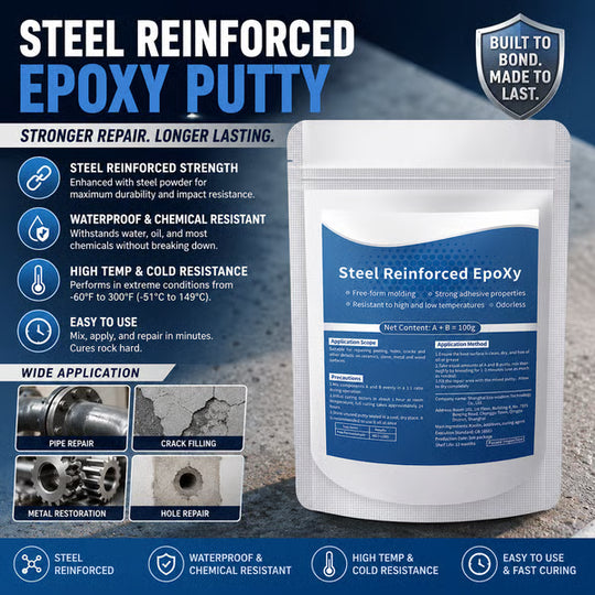 🔥🛠️ Waterproof Heat-Resistant Epoxy Putty Repair Kit – Drillable, Sandable & Ultra-Strong Metal Bond