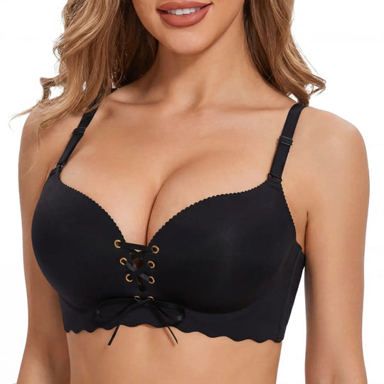 Drawstring Push Up Bra | Instant Cleavage & Anti-Sagging |  Wireless Strapless Bras Comfort Bra
