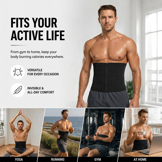 ✨New Arrival 50% OFF🏃‍♂️ Men's Waist Trainer Sweat Belt – Compression, Trimmer, Sauna Effect ✨
