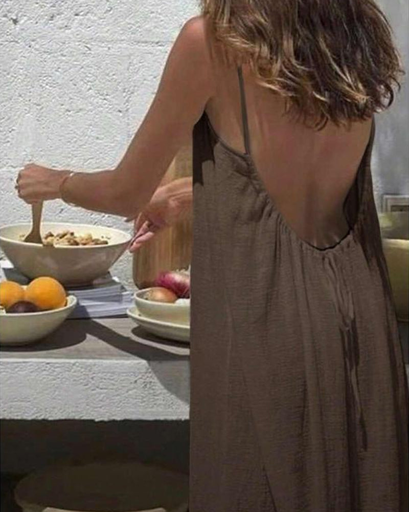 💃ΤΕΛΕΥΤΑΙΑ ΜΕΡΑ SAEL 50% ΕΚΠΤΩΣΗ!!✨Γυναικείο μονόχρωμο φόρεμα Cami Lounge, κομψό μακρύ φόρεμα χωρίς μανίκια για το καλοκαίρι, γυναικεία πιτζάμα για εσωτερικούς χώρους💕