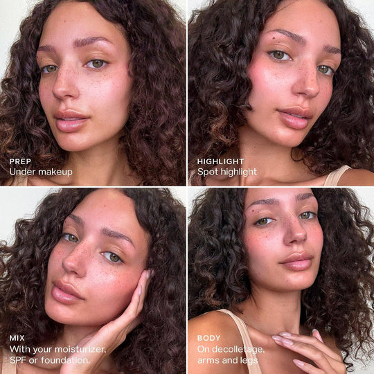 Saie Glowy Super Gel - Hydrating Makeup Primer and Illuminating Glow Serum Enriched with Vitamin C and Squalane Oil - All-Over Liquid Highlighter Makeup for Instant Glass Skin - Warmglow (1 oz)