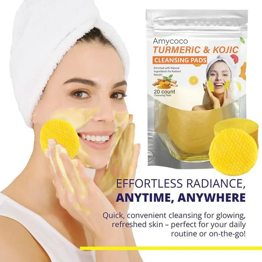 Turmeric & Kojic Acid Cleansing Pads, Gentle Deep Clean Soft Texture Facial Skincare Pads🍯
