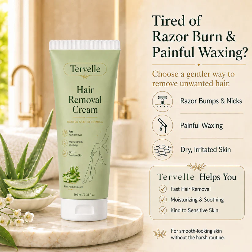 Tervelle™ Premium Depilatory Cream for Women and Men | Natural Gentle Hair Remover