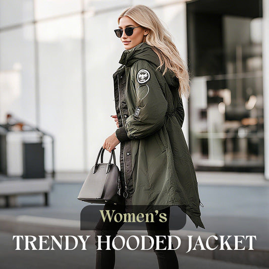 ⏳Retro werkkledingstyling ⏰Trendy damesjack met lange mouwen en capuchon en leren legging