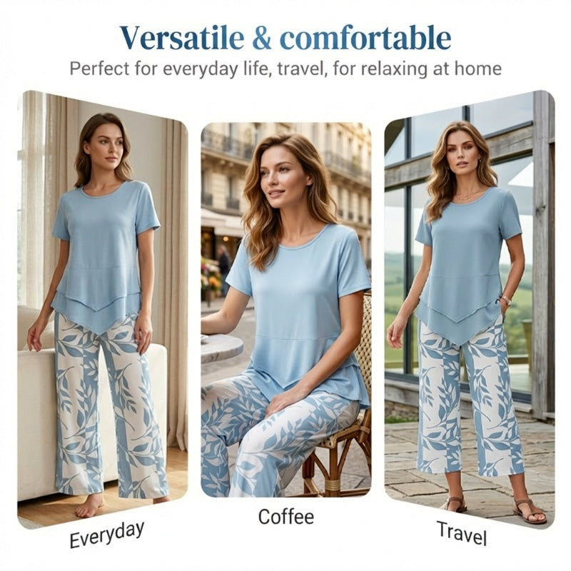 👗 LIMITED-TIME 50% OFF! 🎀 Women’s 2-Piece Set – Asymmetrical Tunic & Printed Pants, Breathable 🌺