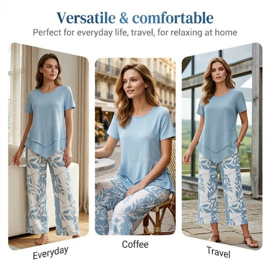 👗 LIMITED-TIME 50% OFF! 🎀 Women’s 2-Piece Set – Asymmetrical Tunic & Printed Pants, Breathable 🌺