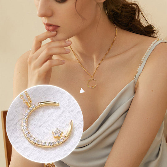 🌙✨ Bright Night: Moon Star Necklace – Glow-in-the-Dark Elegance with Celestial Charm 💫🌌