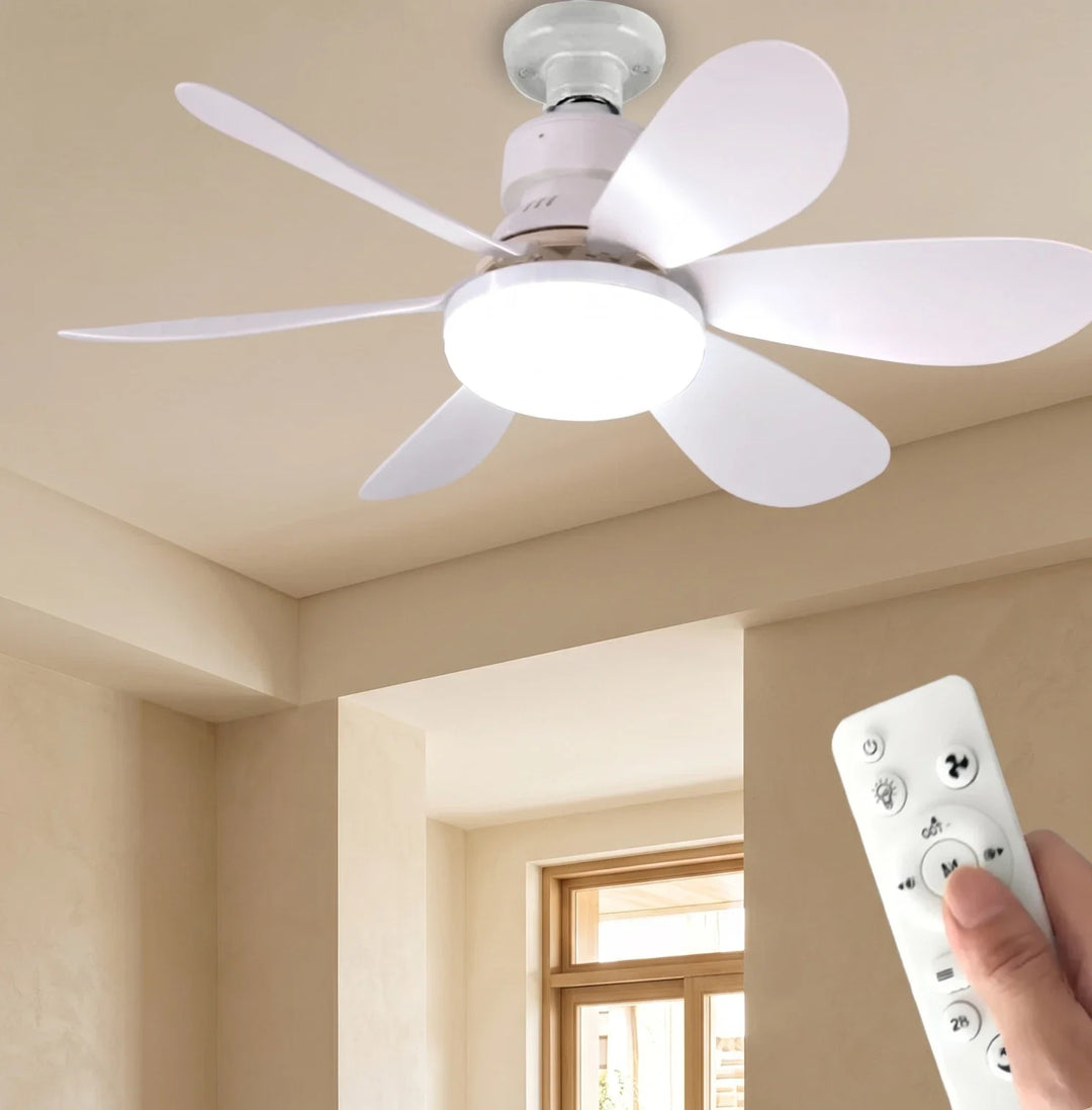 🥳2026 HOT SALE🥳50% OFF!  E27 LED Ceiling Fan Light with Remote 40W Dimmable 6 Blades Silent Lamp