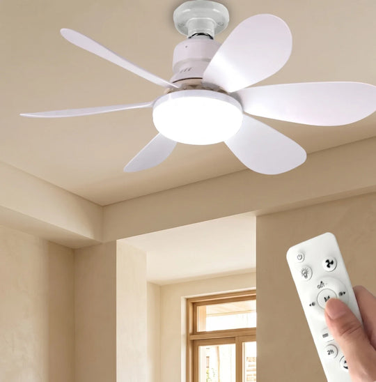 🥳2026 HOT SALE🥳50% OFF!  E27 LED Ceiling Fan Light with Remote 40W Dimmable 6 Blades Silent Lamp
