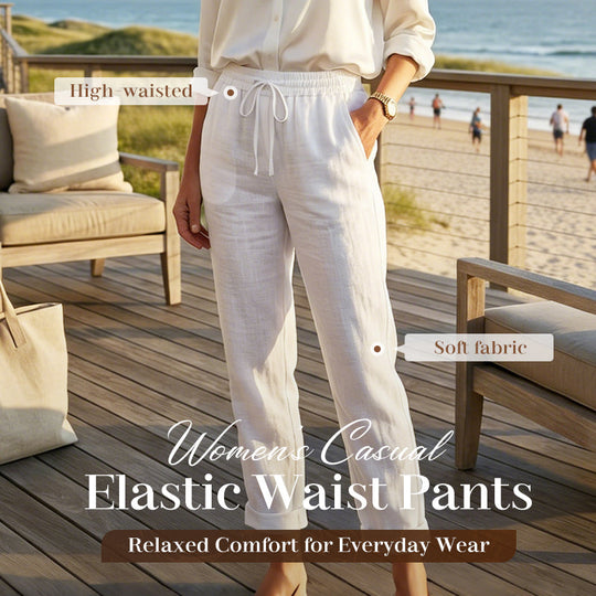 🥳New arrival 50% OFF!🌸Women's Elastic Waist Cotton Linen Casual Pants🍀