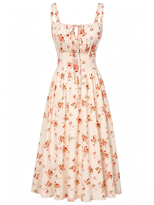 🌸 HOT SELLER | 50% OFF Women's Floral Corset Midi Dress – Summer Vacation Milkmaid Sundress