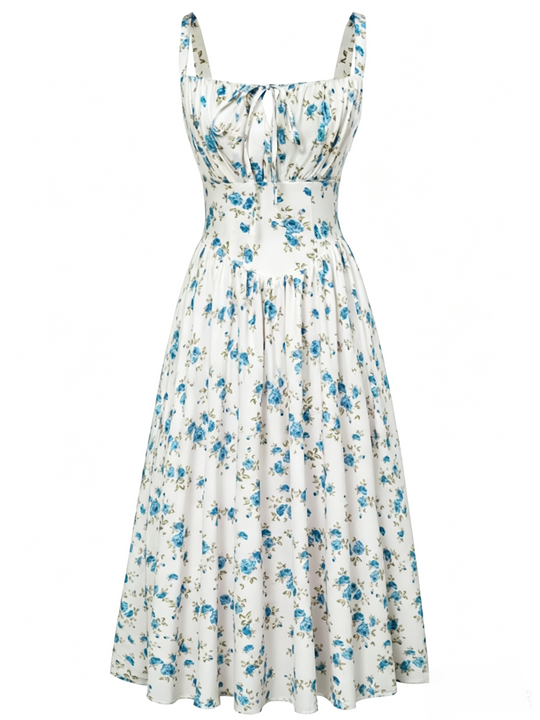 🌸 HOT SELLER | 50% OFF Women's Floral Corset Midi Dress – Summer Vacation Milkmaid Sundress