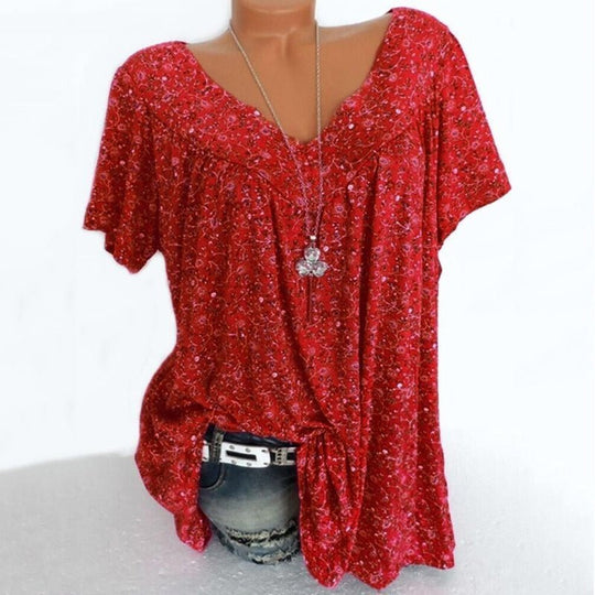 🎉 Last Day Promotion-60% OFF 🍃 Summer V-neck Loose Short sleeve Print Casual Women's T shirt