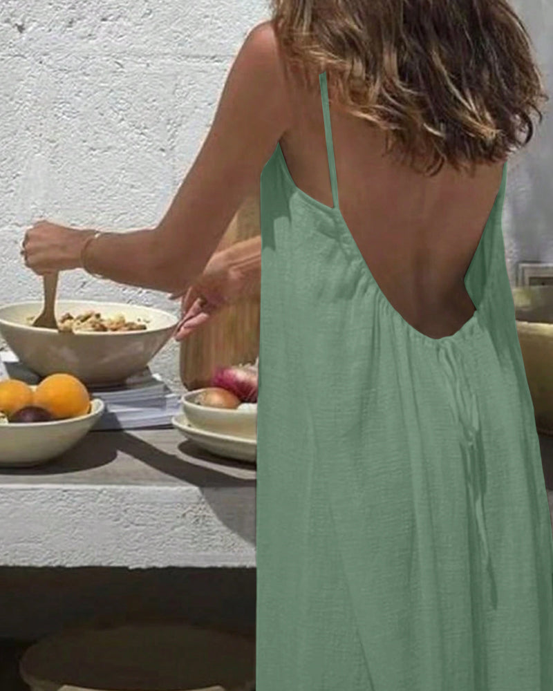💃ΤΕΛΕΥΤΑΙΑ ΜΕΡΑ SAEL 50% ΕΚΠΤΩΣΗ!!✨Γυναικείο μονόχρωμο φόρεμα Cami Lounge, κομψό μακρύ φόρεμα χωρίς μανίκια για το καλοκαίρι, γυναικεία πιτζάμα για εσωτερικούς χώρους💕