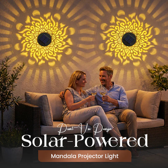 🎁2026 New Arrivals 💥Solar Mandala Wall Light Outdoor Garden Fence Projector Lamp Patio Ambient Decor