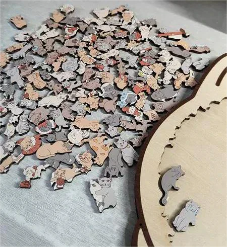 🎁Soldes de Noël : 50 % de réduction🎅Puzzle en bois de 135 pièces en forme de chat aux couleurs de Morandi