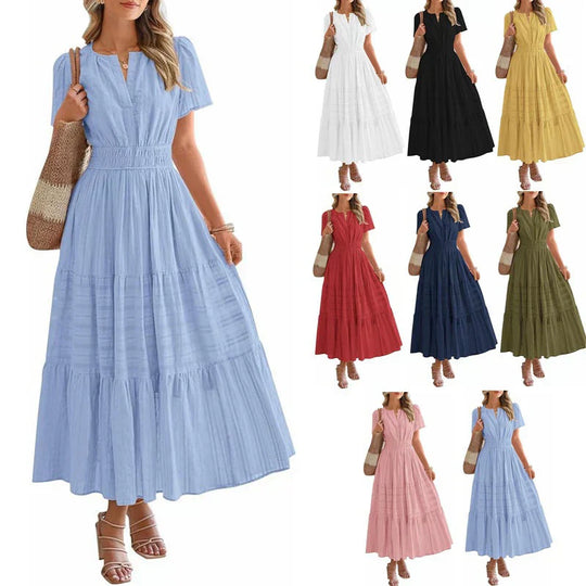 💕HOT SALE 50% OFF💕Women's Summer 2026 Casual Maxi Dress Lightweight Short Sleeve V Neck Boho Dress with Pockets
