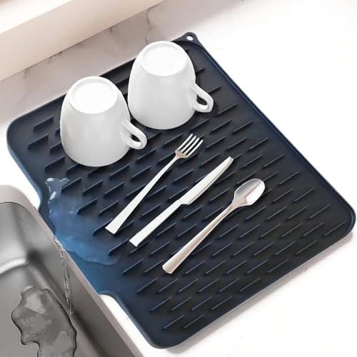 💥Protection de plan de travail en silicone anti-éclaboussures – Résistante à la chaleur &  Tapis antidérapant pour un séchage sans gouttes💥