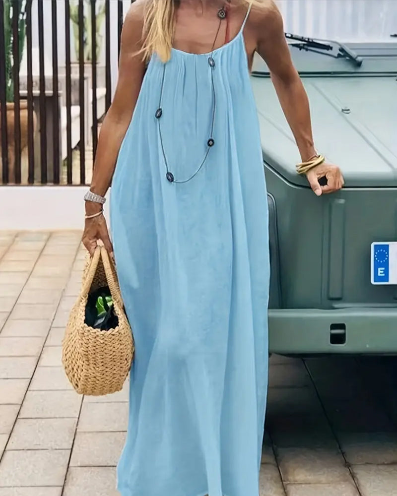 💃ΤΕΛΕΥΤΑΙΑ ΜΕΡΑ SAEL 50% ΕΚΠΤΩΣΗ!!✨Γυναικείο μονόχρωμο φόρεμα Cami Lounge, κομψό μακρύ φόρεμα χωρίς μανίκια για το καλοκαίρι, γυναικεία πιτζάμα για εσωτερικούς χώρους💕