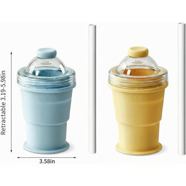 🔥NEW HOT SELLING🔥 2-in-1 Collapsible Silicone Ice Ball Maker Cup & Reusable Ice Sphere Mold with Straw Lid
