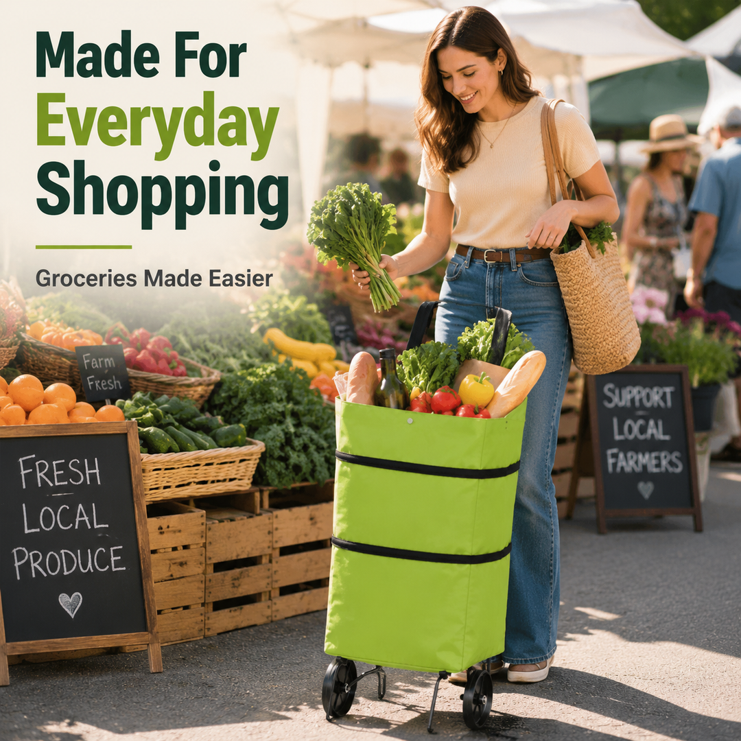 Foldable Grocery Cart Bag – The Rolling Shopping Bag That Saves Your Back