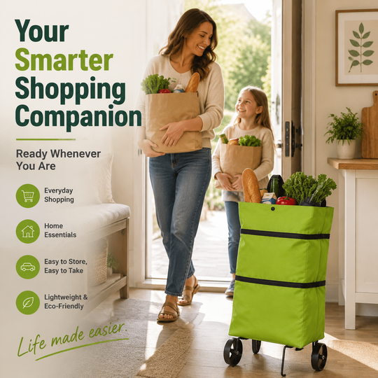 Foldable Grocery Cart Bag – The Rolling Shopping Bag That Saves Your Back
