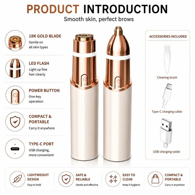 2 in 1 facial & eyebrow hair trimmer for Women, Rechargeable Face Razor✨