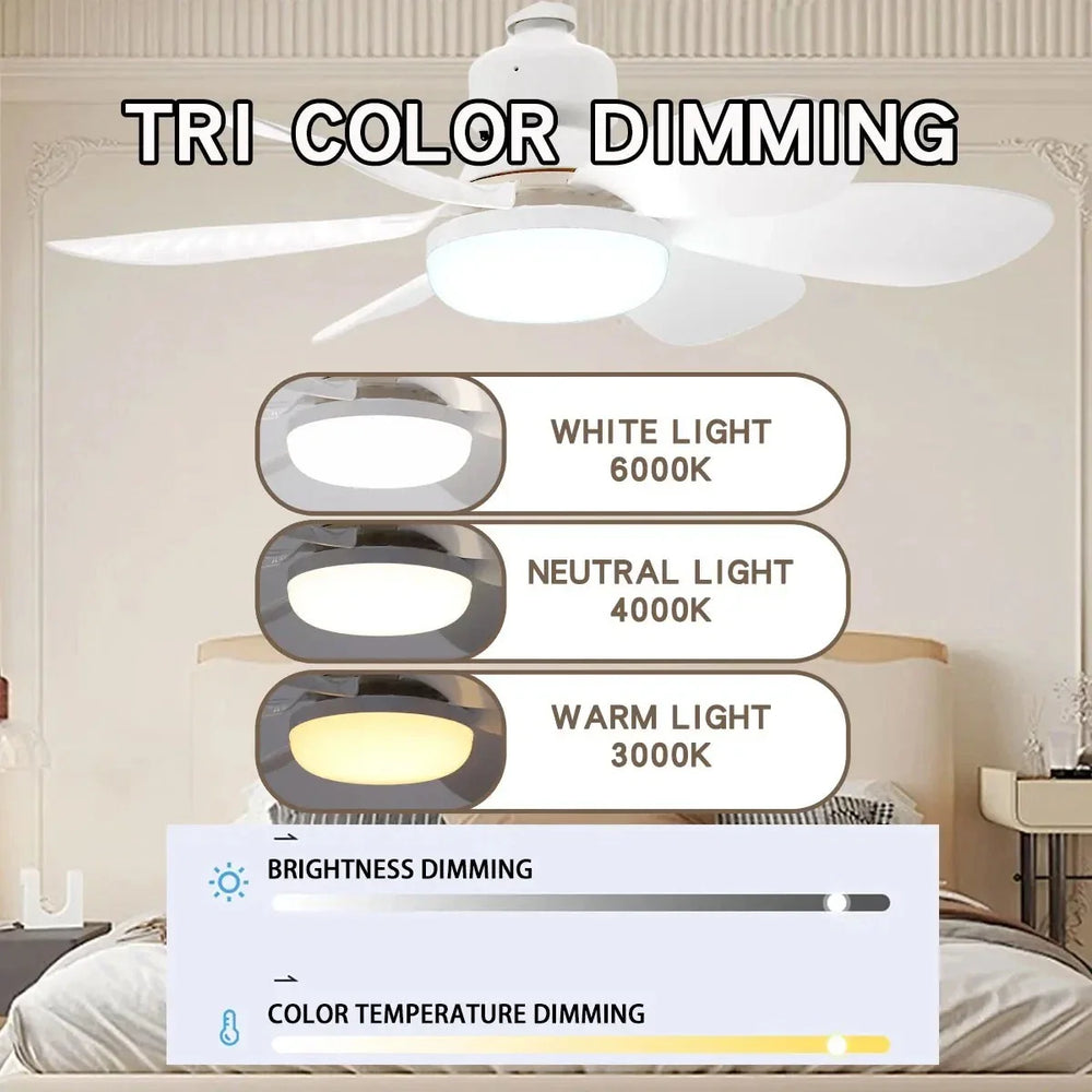 🥳2026 HOT SALE🥳50% OFF!  E27 LED Ceiling Fan Light with Remote 40W Dimmable 6 Blades Silent Lamp