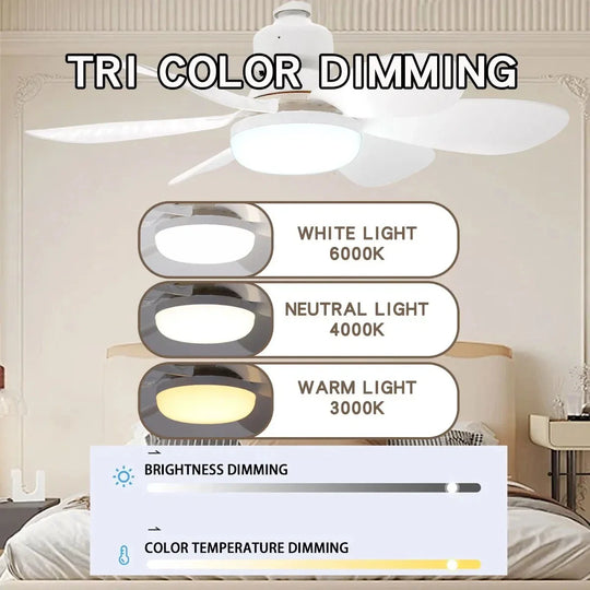 🥳2026 HOT SALE🥳50% OFF!  E27 LED Ceiling Fan Light with Remote 40W Dimmable 6 Blades Silent Lamp