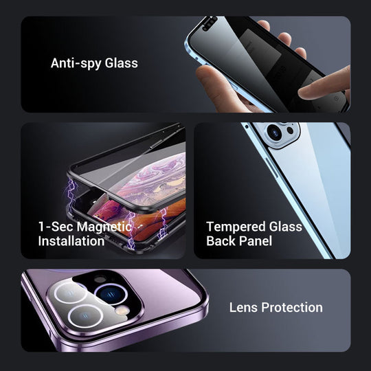 Magneettinen kaksipuolinen piikkiä estävä lasikuori iPhonelle