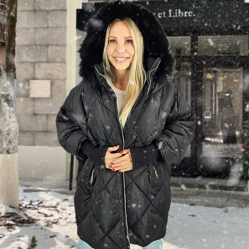 ✨Parka de longitud media de moda para mujer 🧥 – Patchwork de mangas de punto de otoño e invierno, ajuste favorecedor para los días fríos