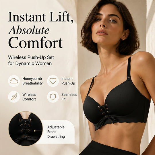 Drawstring Push Up Bra | Instant Cleavage & Anti-Sagging |  Wireless Strapless Bras Comfort Bra