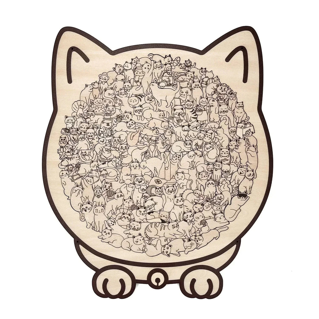 🎁Soldes de Noël : 50 % de réduction🎅Puzzle en bois de 135 pièces en forme de chat aux couleurs de Morandi