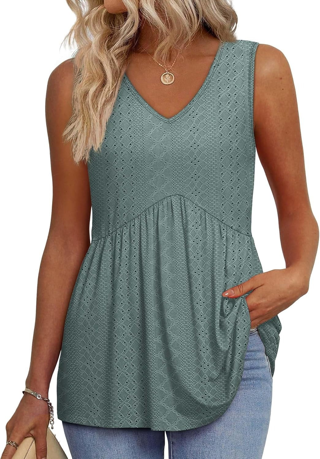 🌞VÝPREDAJ👚Dámske splývavé tielka bez rukávov s výstrihom do V a peplum
