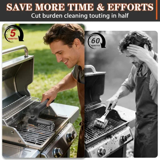 ⏰ Nyní jen s 50% slevou!🍖 Akumulátorový elektrický čistič kartáčů na gril – hloubkové čištění, dlouhá rukojeť &  Dobíjecí 🔋