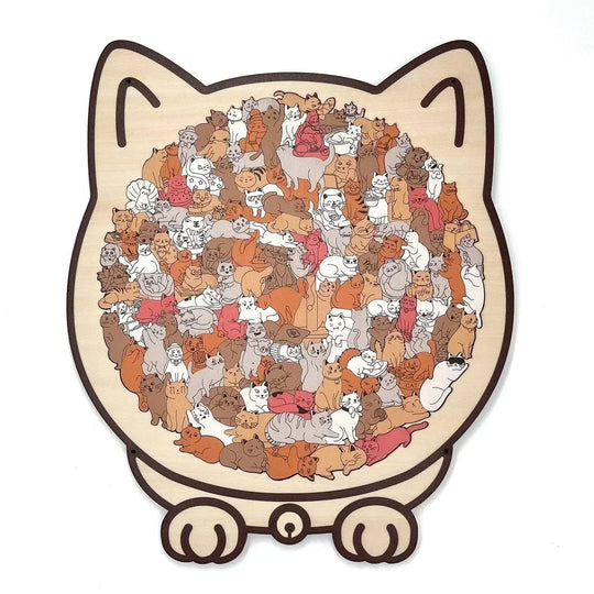 🎁Soldes de Noël : 50 % de réduction🎅Puzzle en bois de 135 pièces en forme de chat aux couleurs de Morandi