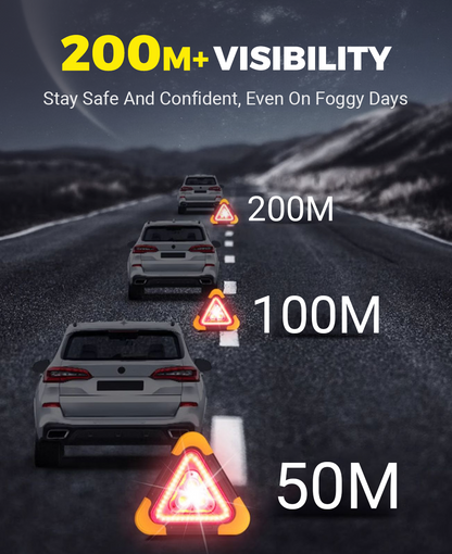 Triangle d'avertissement solaire d'urgence 3 en 1 au bord de la route