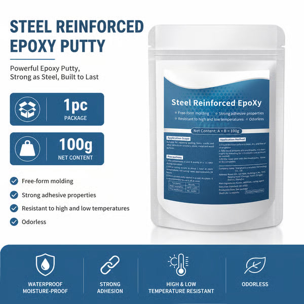 🔥🛠️ Waterproof Heat-Resistant Epoxy Putty Repair Kit – Drillable, Sandable & Ultra-Strong Metal Bond