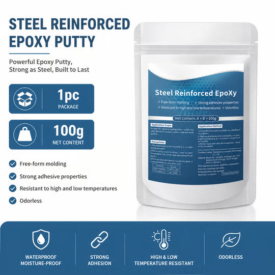 🔥🛠️ Waterproof Heat-Resistant Epoxy Putty Repair Kit – Drillable, Sandable & Ultra-Strong Metal Bond