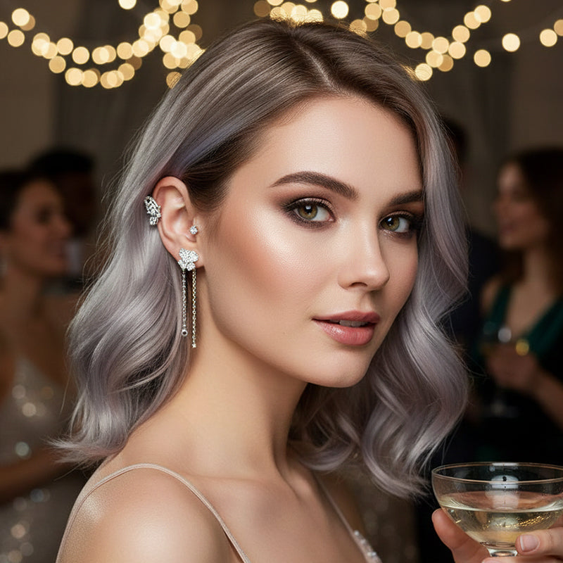 💕50% discount💕Simple ear clips with butterfly and flower motifs & tassels – elegant & comfortable, no piercing required 🌸🦋