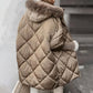 ✨Damesmode halflange parka 🧥 – Herfst- en wintergebreide patchworkmouw, flatterende pasvorm voor koude dagen