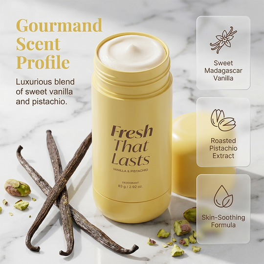 Deodorant Vanilla & Pistachio Fresh That Lasts | 24 Hour Odor Control, No Aluminum, Baking Soda, Parabens, Phthalates, Ethanol | Brightening & Smoothing for Dark Underarms with Koic Acid & Turmeric | Korean Skincare, K-Beauty