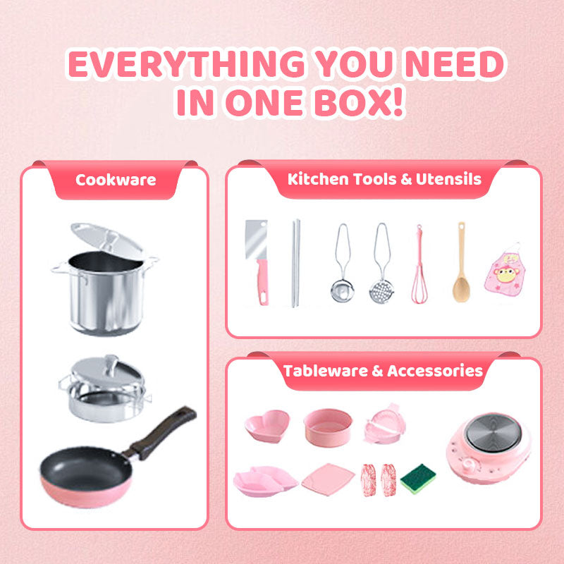 🔥2026 Hot Sale 50% OFF✨🏆#1 Best Seller ⏰💕🌟Children's Real Cooking Mini Kitchen Toys - 22 PCS Set