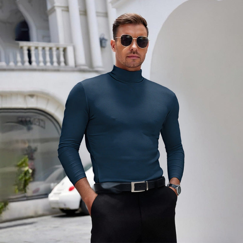 🔥Ultimate Comfort Men's High Neck T-Shirt – Stretch, Breathable, Slim Fit for Gym & Everyday Wear!