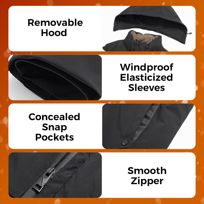 Męska kurtka termiczna z kapturem typu parka – wiatroodporna &  Wodoodporna kurtka zimowa z wieloma kieszeniami na ekstremalne zimno ❄️🛡️