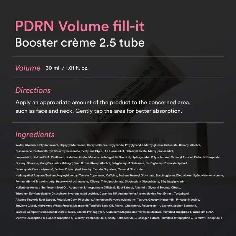 [NEW] Abib PDRN Volume fill-it Booster Cream 2.5 tube | PDRN 15,000ppm, Peptides, Retinal | For Forehead, Eye Area, Smile Lines & Neck Wrinkles | Anti-Aging Firming | 1.01 fl oz