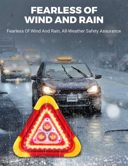 Triangle d'avertissement solaire d'urgence 3 en 1 au bord de la route